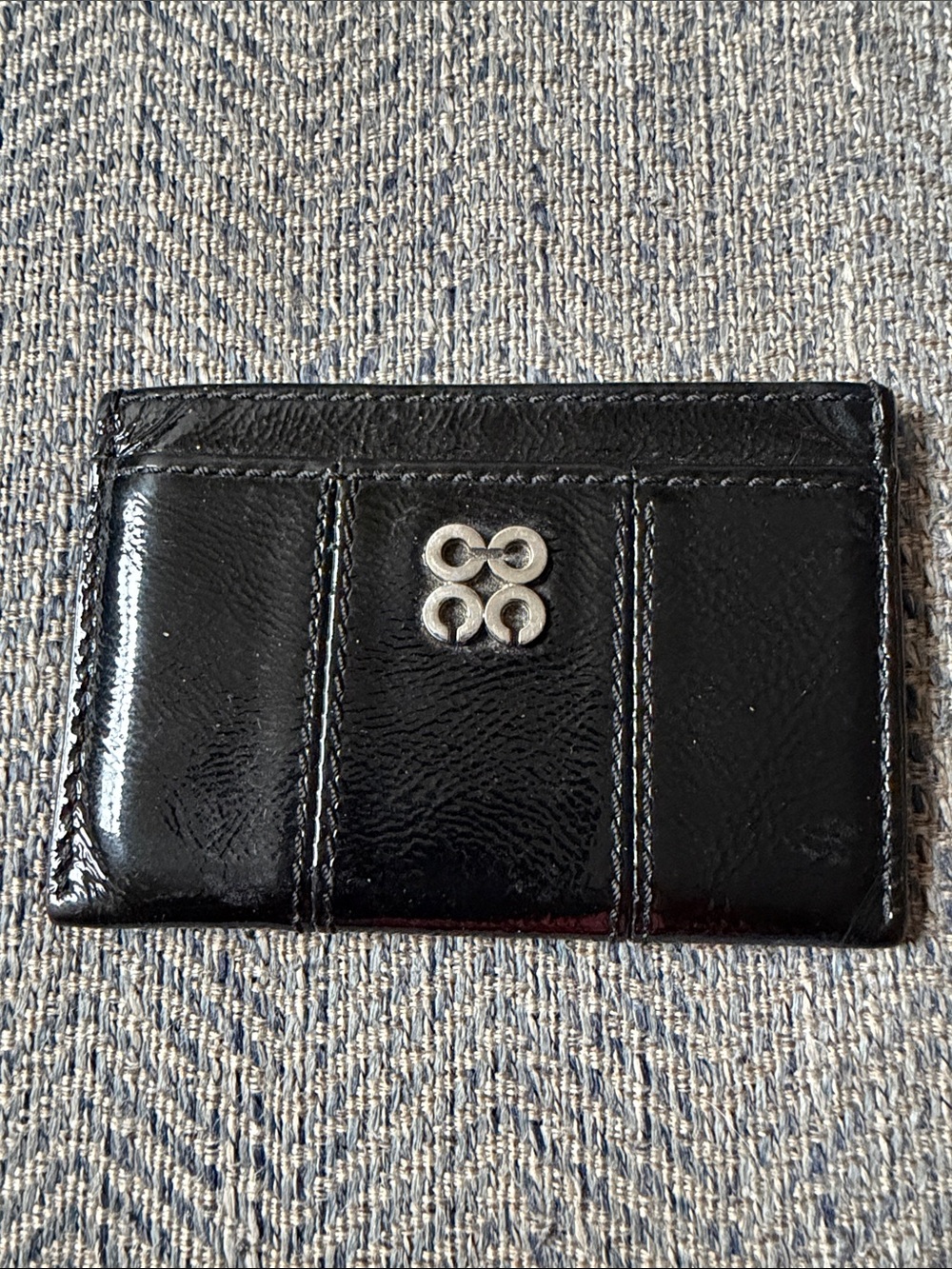 Coach Black Leather Patent Essential Card Case Holder